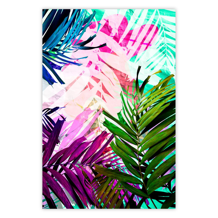 Poster Colorful Rustle - abstract plant motif with colorful leaves 122314