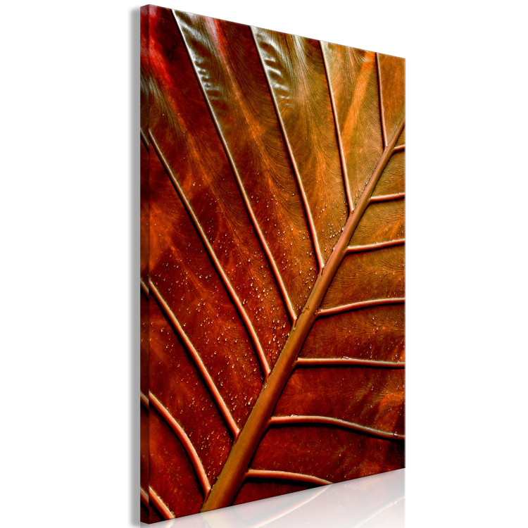 Canvas Copper leaf - a photograph of an autumn leaf in warm colours 123914 additionalImage 2