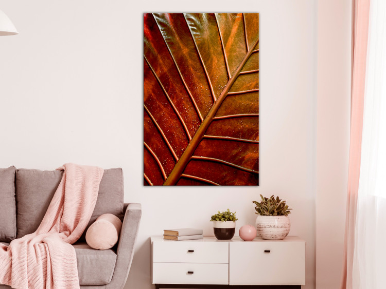 Canvas Copper leaf - a photograph of an autumn leaf in warm colours 123914 additionalImage 3