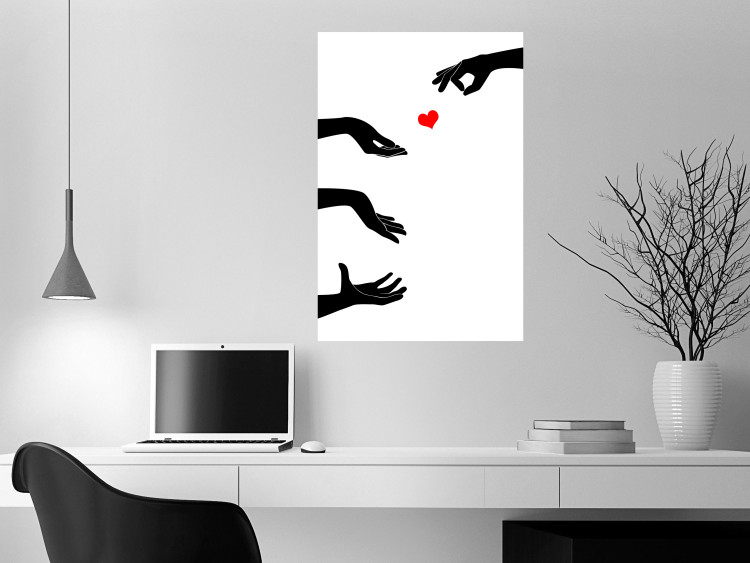 Wall Poster Boop - black hands exchanging a red heart on a white background 125414 additionalImage 17