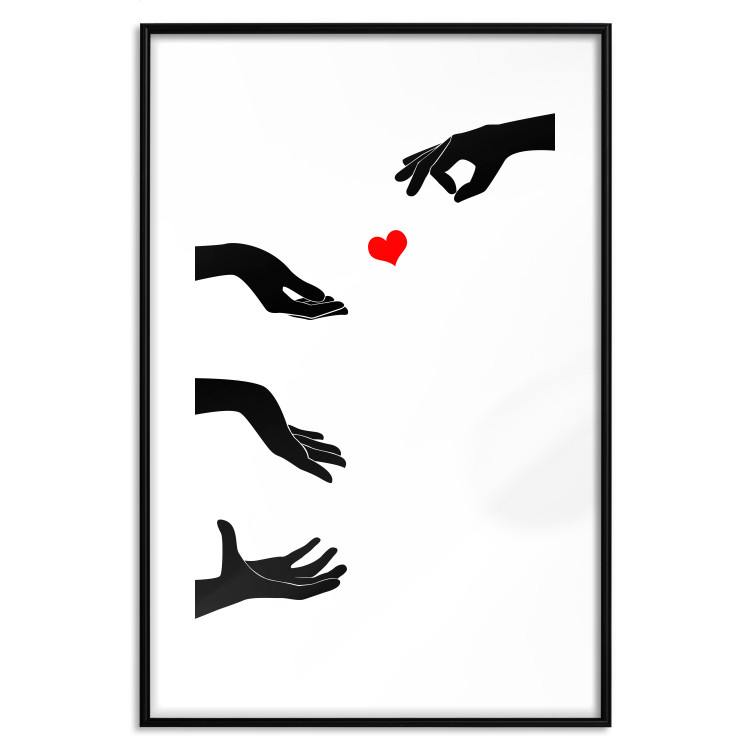 Wall Poster Boop - black hands exchanging a red heart on a white background 125414 additionalImage 15