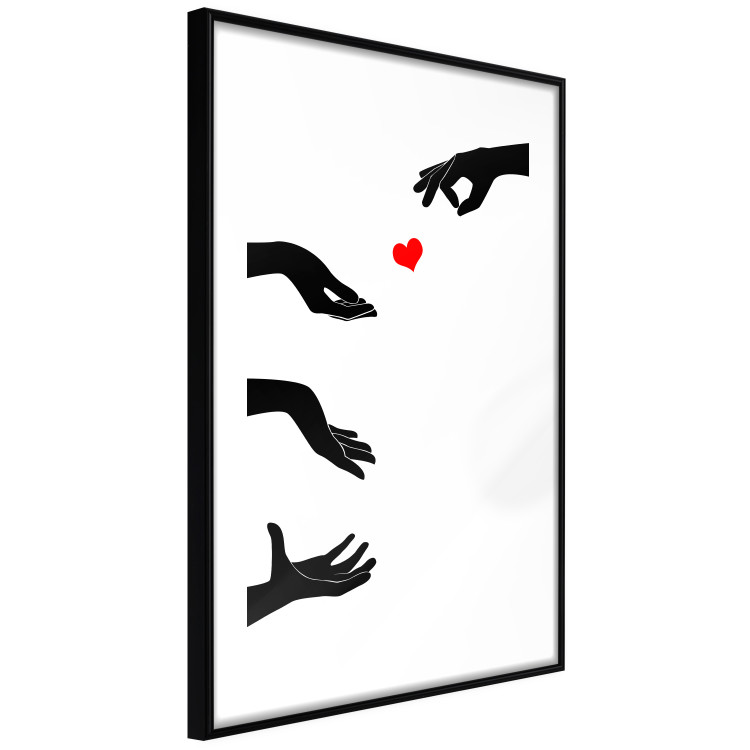 Wall Poster Boop - black hands exchanging a red heart on a white background 125414 additionalImage 3