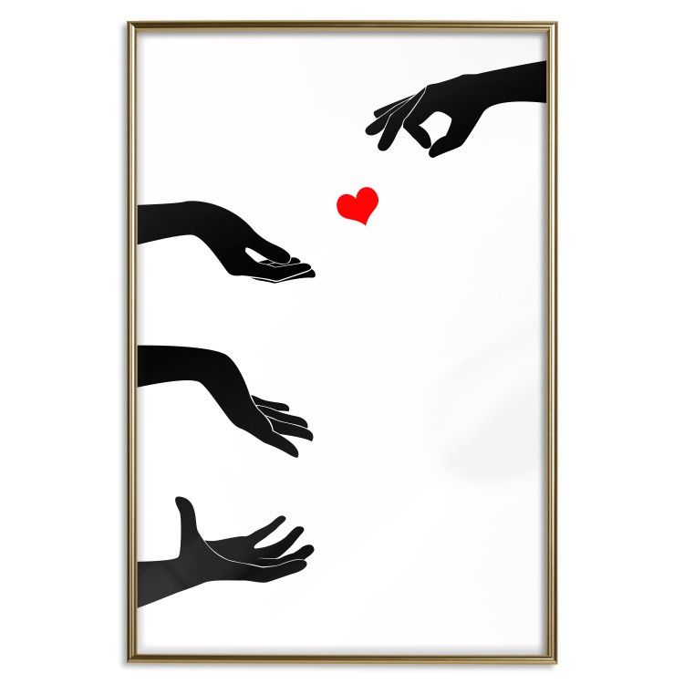 Wall Poster Boop - black hands exchanging a red heart on a white background 125414 additionalImage 20