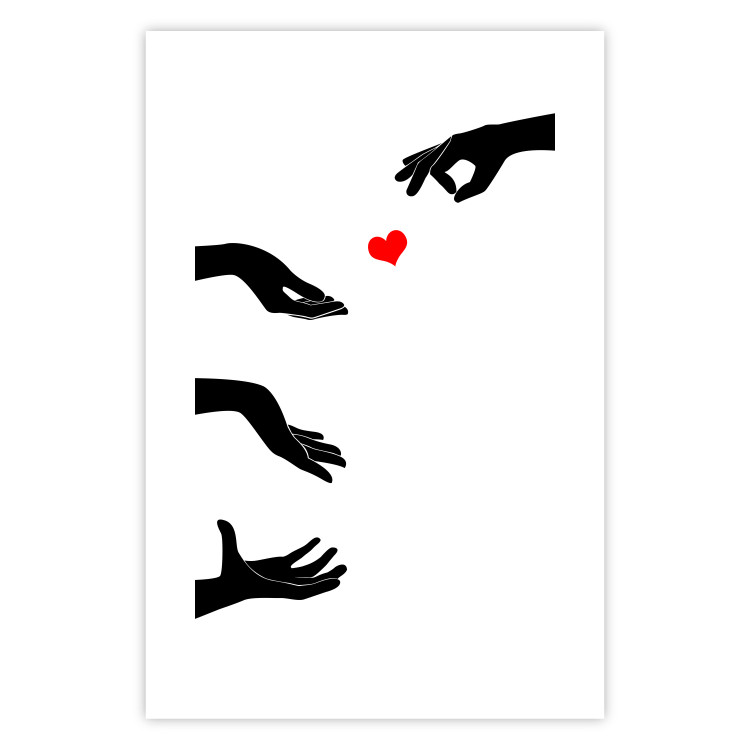 Wall Poster Boop - black hands exchanging a red heart on a white background 125414 additionalImage 25