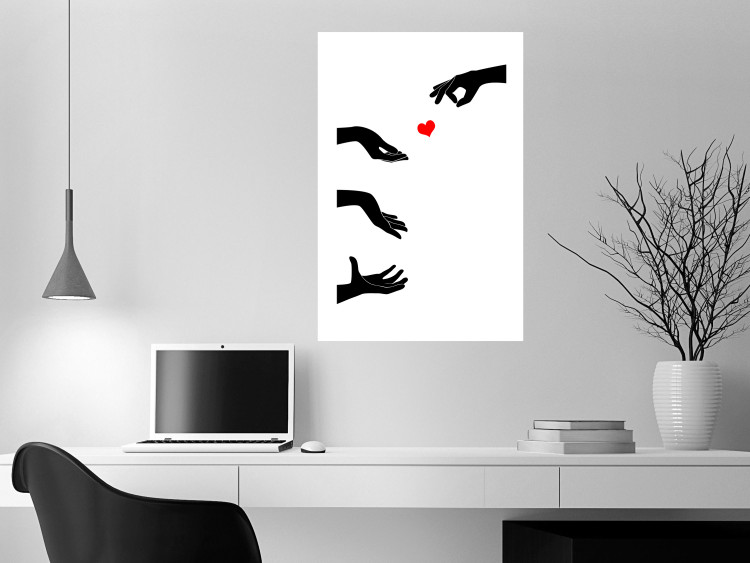 Wall Poster Boop - black hands exchanging a red heart on a white background 125414 additionalImage 11