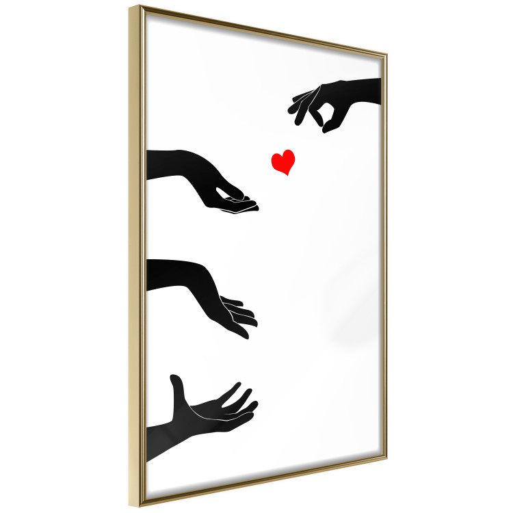 Wall Poster Boop - black hands exchanging a red heart on a white background 125414 additionalImage 2