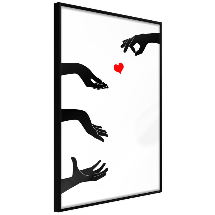Wall Poster Boop - black hands exchanging a red heart on a white background 125414 additionalImage 4