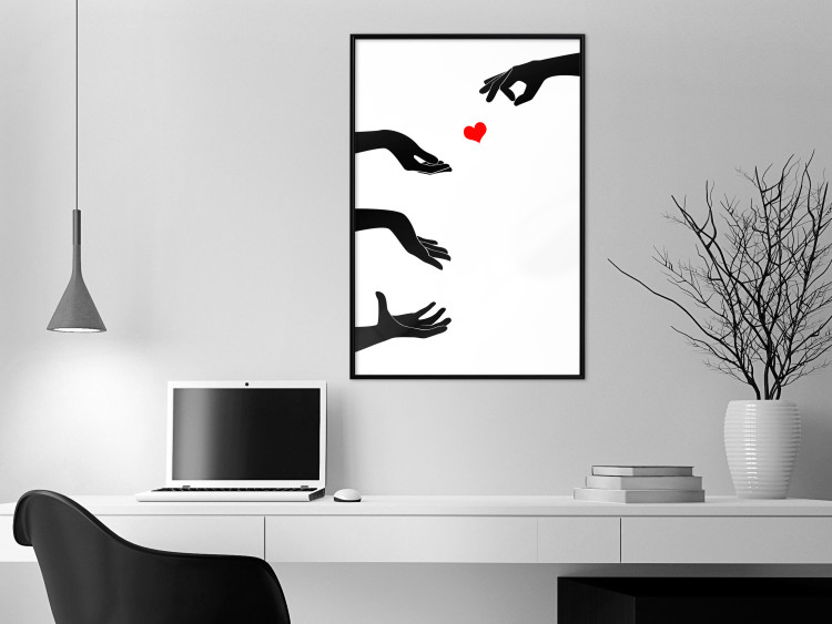 Wall Poster Boop - black hands exchanging a red heart on a white background 125414 additionalImage 9
