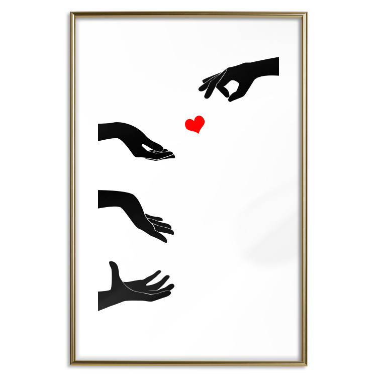 Wall Poster Boop - black hands exchanging a red heart on a white background 125414 additionalImage 14
