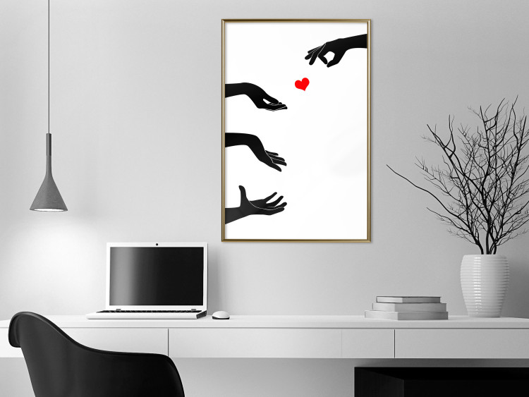 Wall Poster Boop - black hands exchanging a red heart on a white background 125414 additionalImage 12