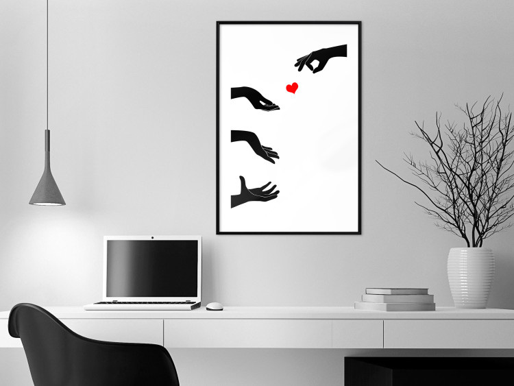 Wall Poster Boop - black hands exchanging a red heart on a white background 125414 additionalImage 10
