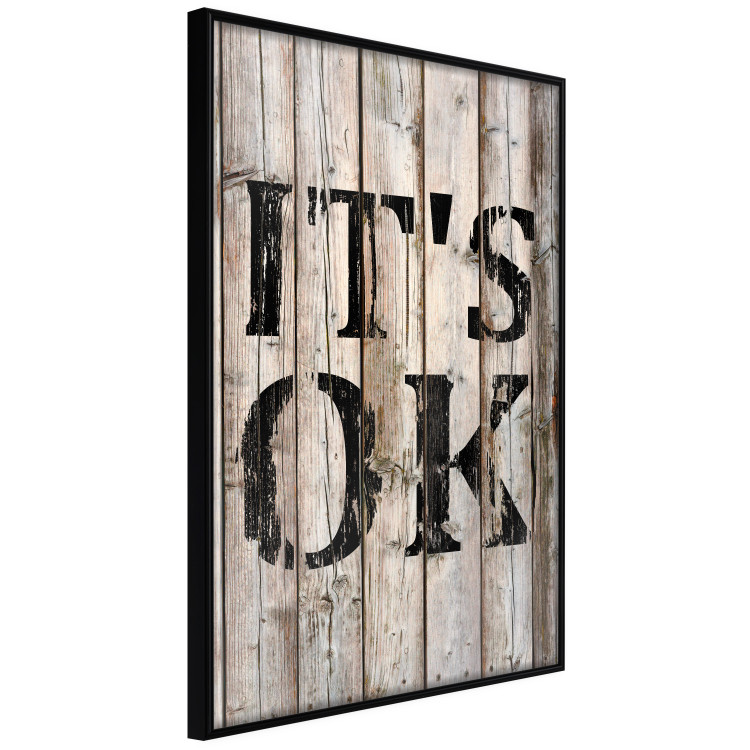 Wall Poster Retro: It's OK - black English text on a background of wooden planks 125714 additionalImage 10