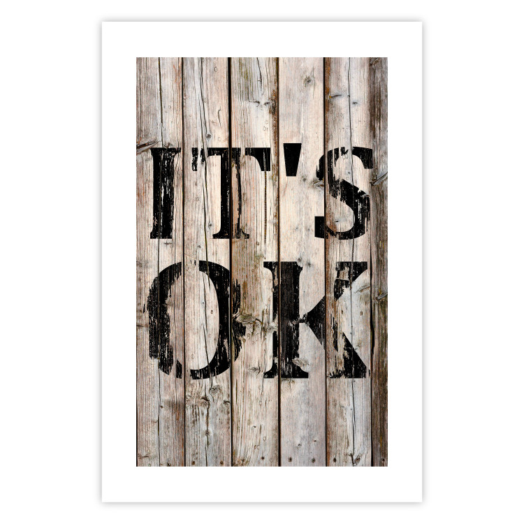 Wall Poster Retro: It's OK - black English text on a background of wooden planks 125714 additionalImage 25