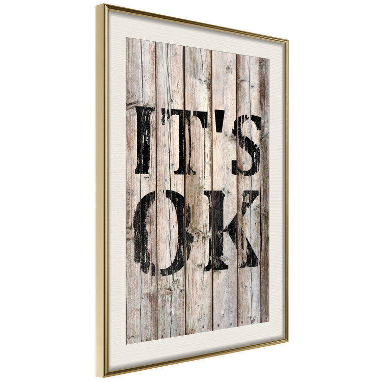 Wall Poster Retro: It's OK - black English text on a background of wooden planks 125714 additionalImage 2
