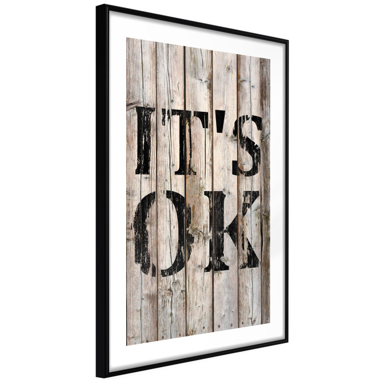 Wall Poster Retro: It's OK - black English text on a background of wooden planks 125714 additionalImage 13