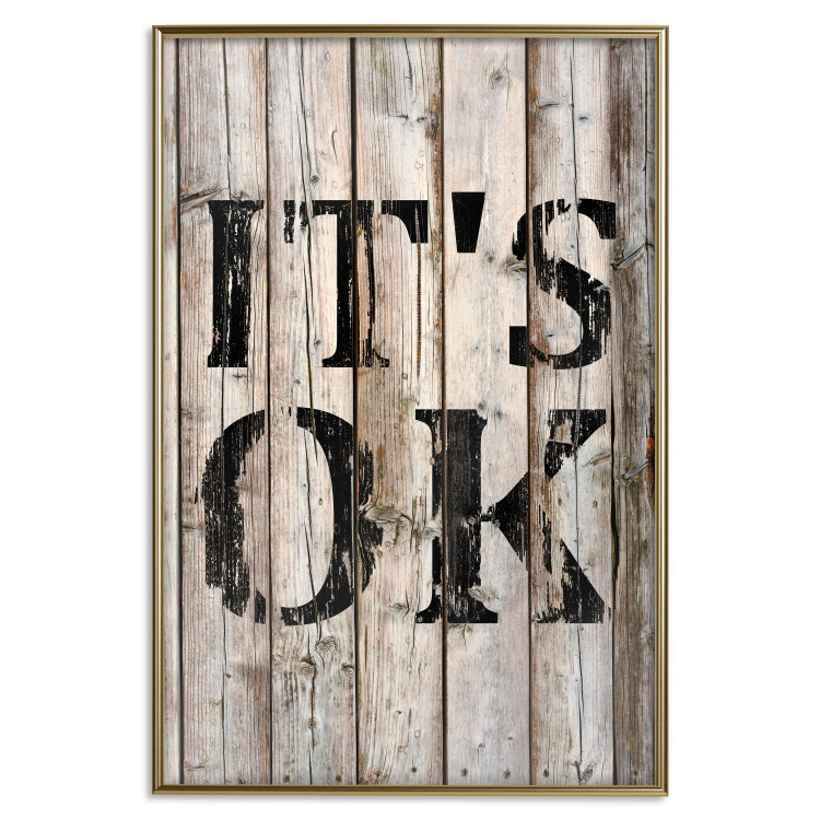 Wall Poster Retro: It's OK - black English text on a background of wooden planks 125714 additionalImage 16