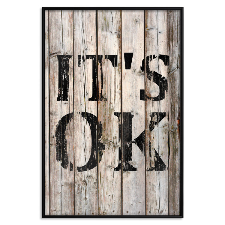 Wall Poster Retro: It's OK - black English text on a background of wooden planks 125714 additionalImage 18
