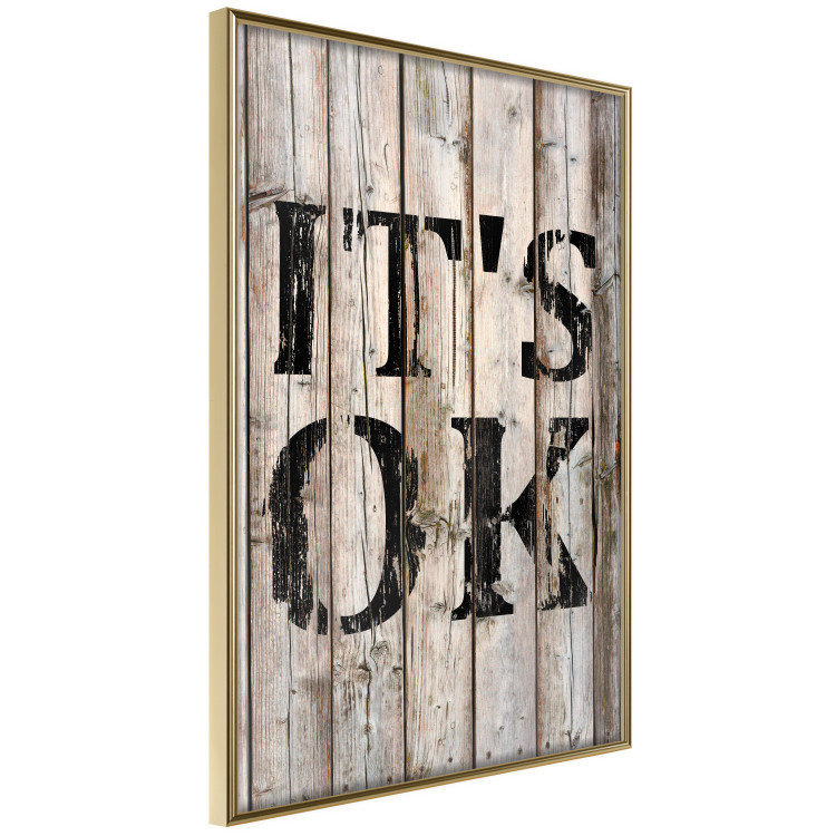 Wall Poster Retro: It's OK - black English text on a background of wooden planks 125714 additionalImage 14