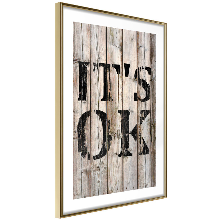 Wall Poster Retro: It's OK - black English text on a background of wooden planks 125714 additionalImage 6