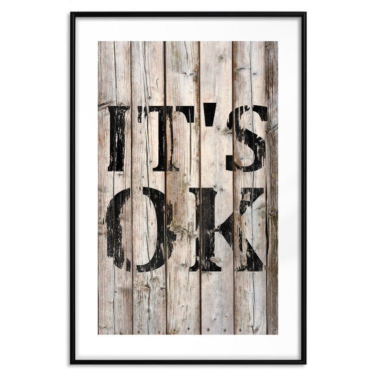 Wall Poster Retro: It's OK - black English text on a background of wooden planks 125714 additionalImage 17
