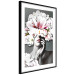 Poster Dream of Love - portrait of a woman with flowers on her head on a gray background 127214 additionalThumb 3