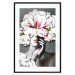 Poster Dream of Love - portrait of a woman with flowers on her head on a gray background 127214 additionalThumb 15