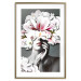 Poster Dream of Love - portrait of a woman with flowers on her head on a gray background 127214 additionalThumb 14