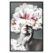 Poster Dream of Love - portrait of a woman with flowers on her head on a gray background 127214 additionalThumb 16