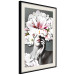 Poster Dream of Love - portrait of a woman with flowers on her head on a gray background 127214 additionalThumb 4