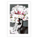 Poster Dream of Love - portrait of a woman with flowers on her head on a gray background 127214 additionalThumb 19