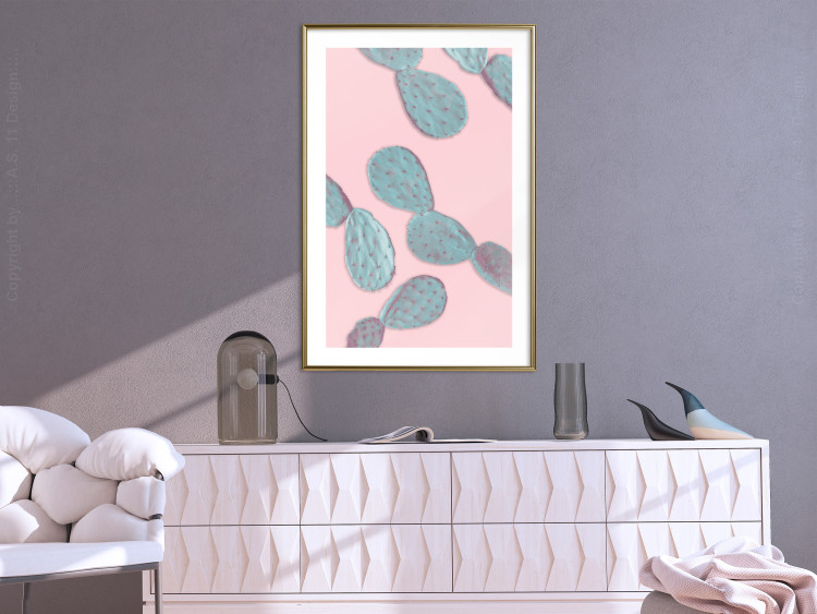 Wall Poster Pastel Opuntia - composition of an oval plant on a pastel background 128614 additionalImage 15