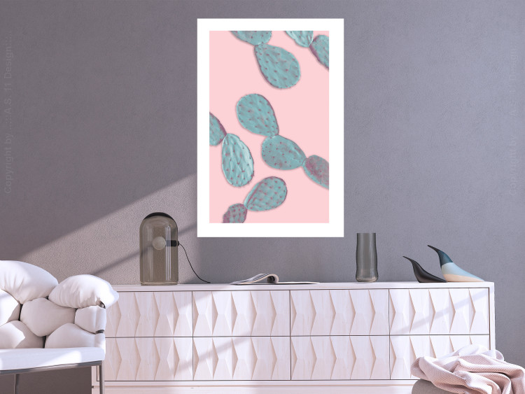 Wall Poster Pastel Opuntia - composition of an oval plant on a pastel background 128614 additionalImage 5