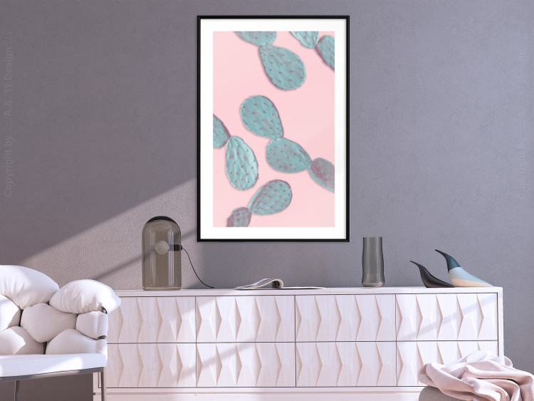 Wall Poster Pastel Opuntia - composition of an oval plant on a pastel background 128614 additionalImage 18