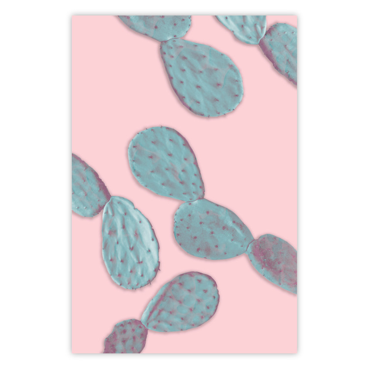 Wall Poster Pastel Opuntia - composition of an oval plant on a pastel background 128614