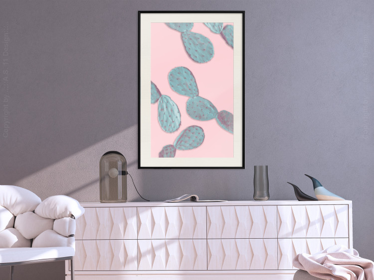 Wall Poster Pastel Opuntia - composition of an oval plant on a pastel background 128614 additionalImage 24
