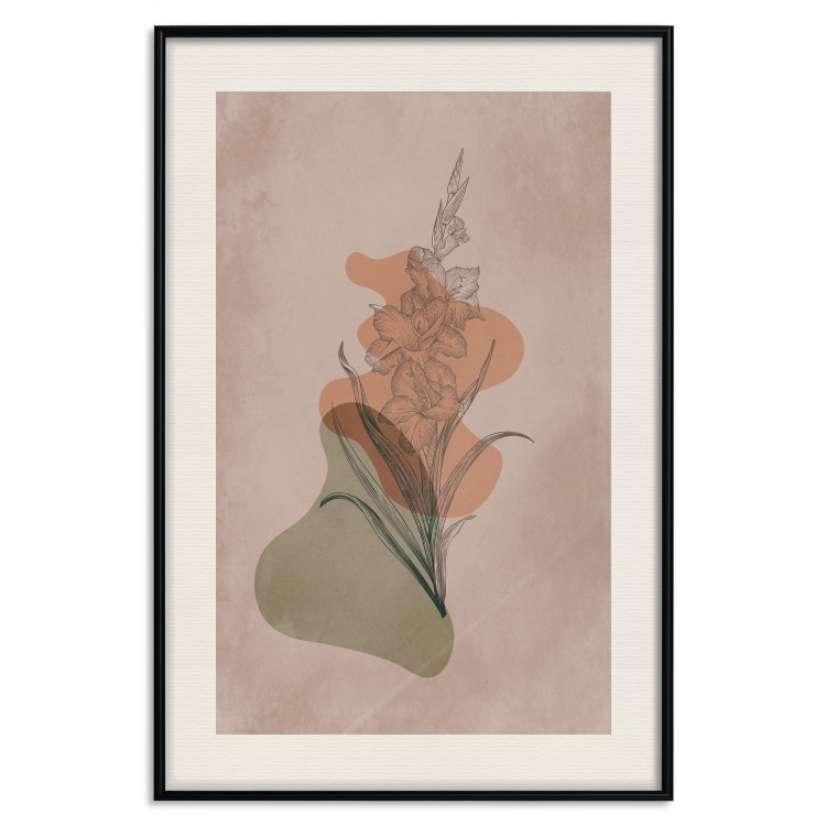 Wall Poster Sword Lily - warm abstraction with a flower and rounded shapes in boho style 129314 additionalImage 21