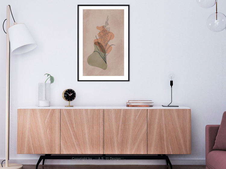 Wall Poster Sword Lily - warm abstraction with a flower and rounded shapes in boho style 129314 additionalImage 14