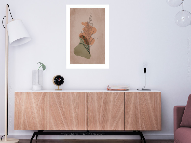 Wall Poster Sword Lily - warm abstraction with a flower and rounded shapes in boho style 129314 additionalImage 5