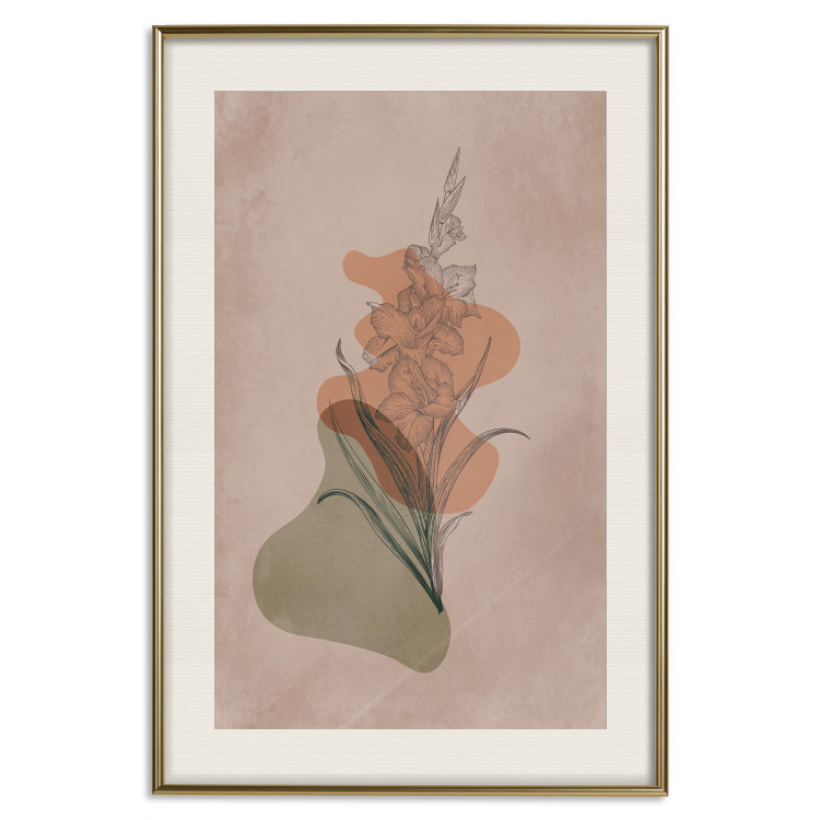 Wall Poster Sword Lily - warm abstraction with a flower and rounded shapes in boho style 129314 additionalImage 22