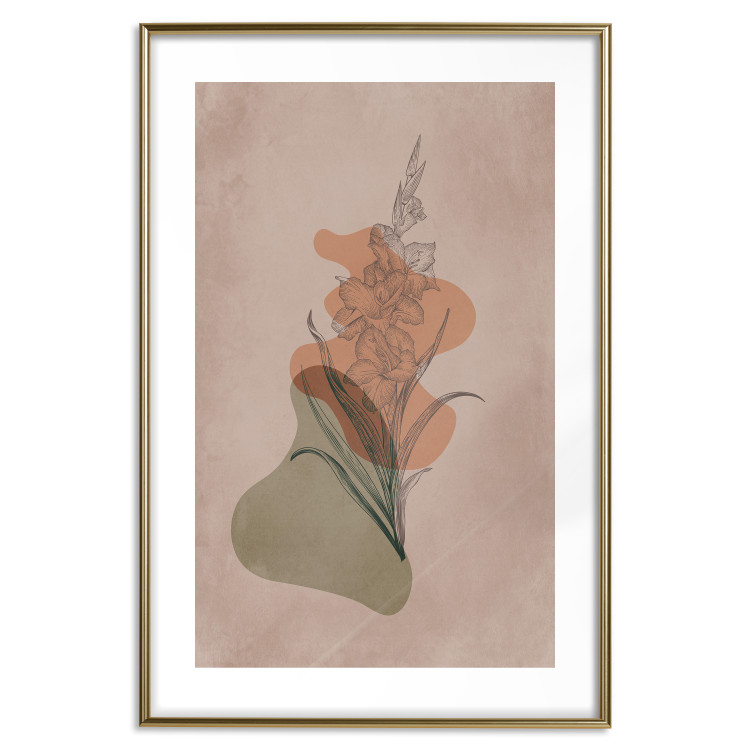 Wall Poster Sword Lily - warm abstraction with a flower and rounded shapes in boho style 129314 additionalImage 16