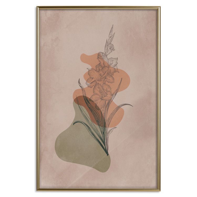 Wall Poster Sword Lily - warm abstraction with a flower and rounded shapes in boho style 129314 additionalImage 27
