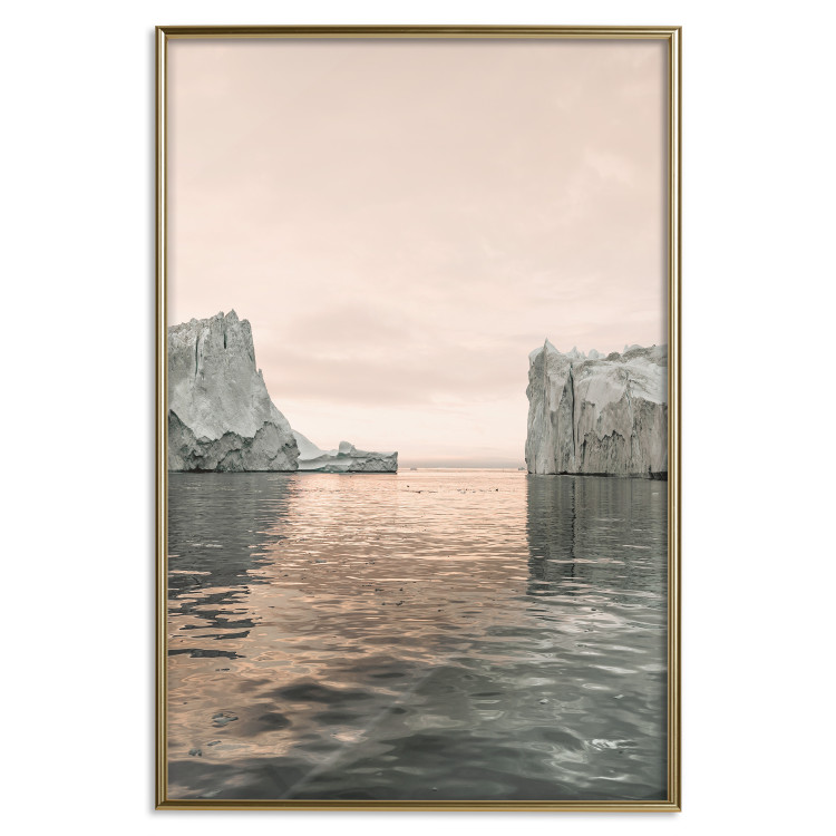 Wall Poster Icy Statues - landscape of stone rocks on water against ocean 129714 additionalImage 17
