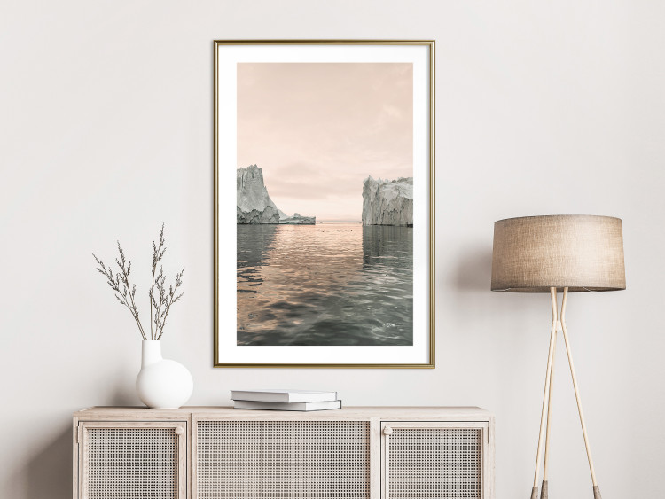 Wall Poster Icy Statues - landscape of stone rocks on water against ocean 129714 additionalImage 13