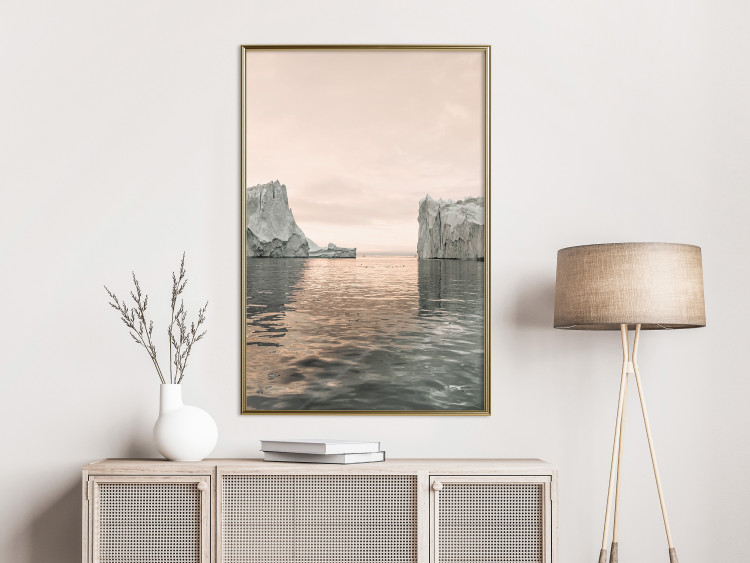 Wall Poster Icy Statues - landscape of stone rocks on water against ocean 129714 additionalImage 6