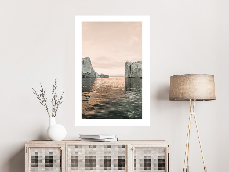 Wall Poster Icy Statues - landscape of stone rocks on water against ocean 129714 additionalImage 4