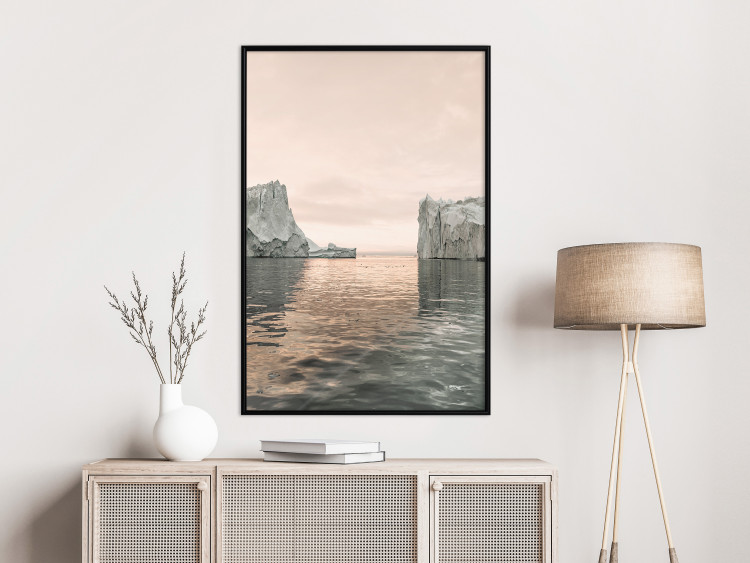 Wall Poster Icy Statues - landscape of stone rocks on water against ocean 129714 additionalImage 5