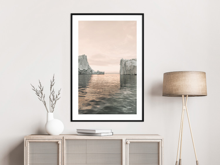 Wall Poster Icy Statues - landscape of stone rocks on water against ocean 129714 additionalImage 18