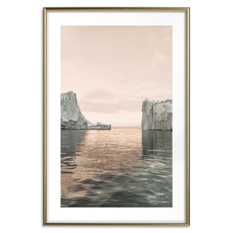 Wall Poster Icy Statues - landscape of stone rocks on water against ocean 129714 additionalImage 14
