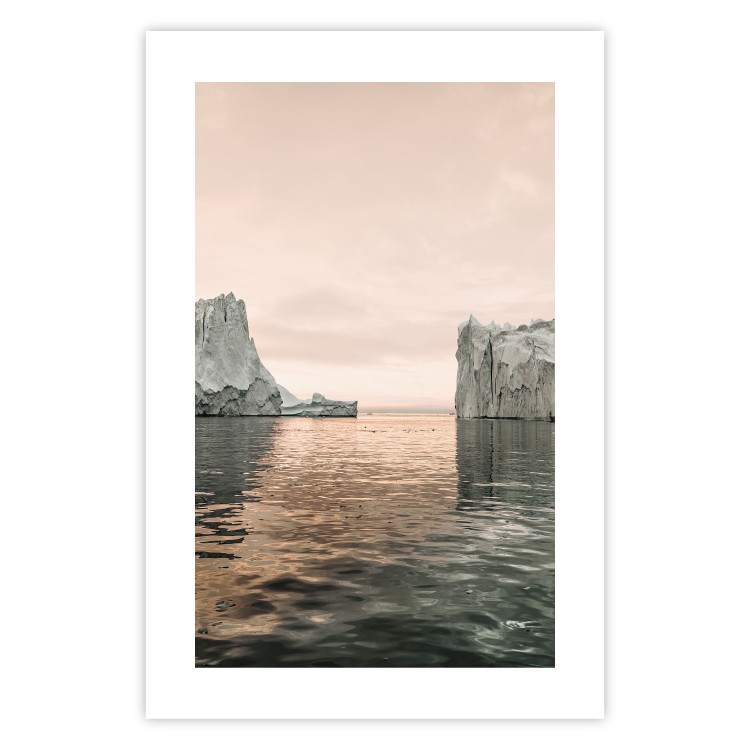 Wall Poster Icy Statues - landscape of stone rocks on water against ocean 129714 additionalImage 19