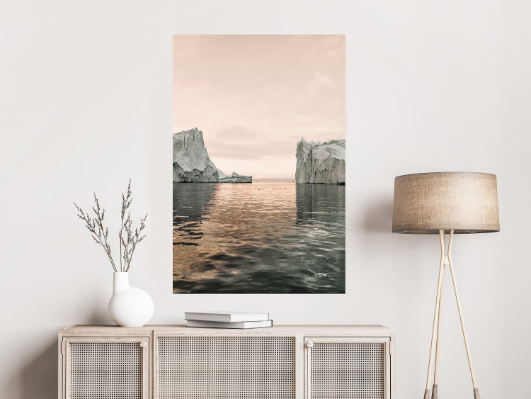 Wall Poster Icy Statues - landscape of stone rocks on water against ocean 129714 additionalImage 3